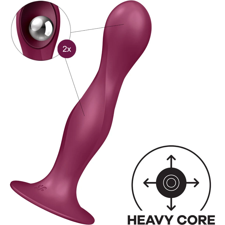 SATISFYER - DOUBLE BALL-R SILICONE DILDO